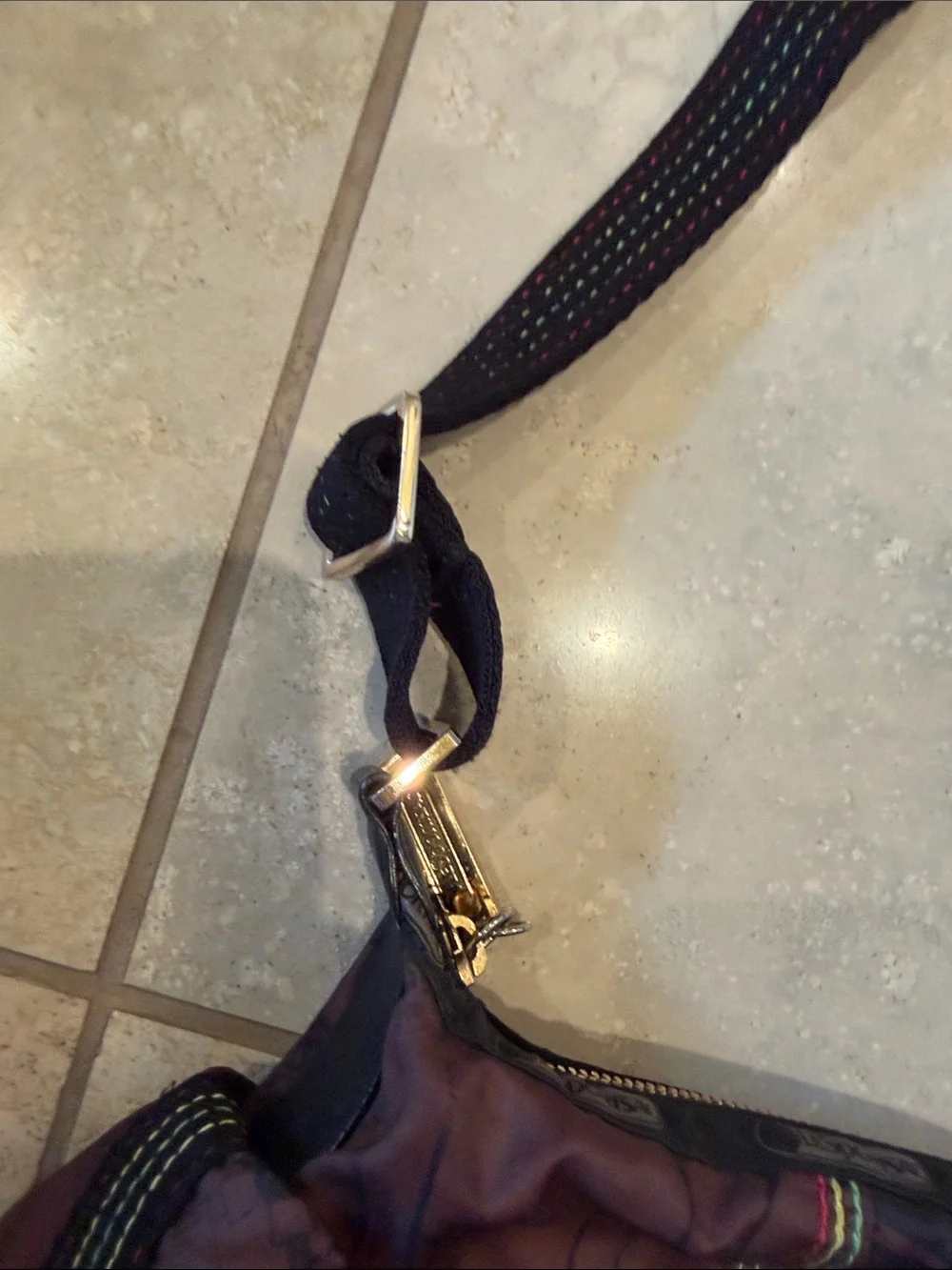 Casual Brown Graphic Crossbody Bag with Black Strap